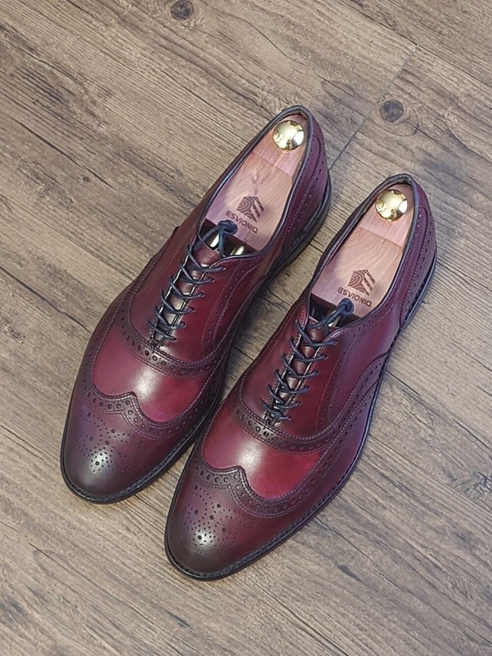 Allen Edmonds McAllister Burgundy Leather Brogue Oxfords Dress Shoes Size 13 D